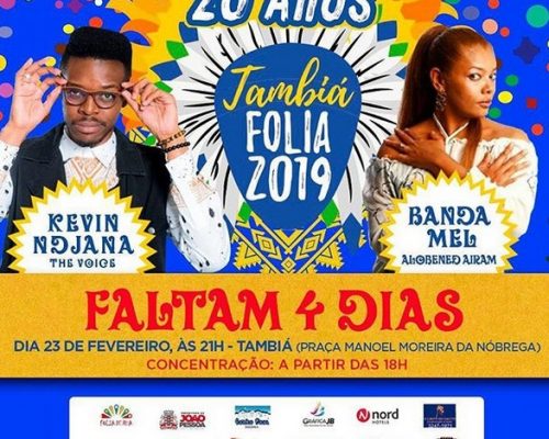 Bloco Tambiá Folia sai neste sábado animado pela Banda Mel e Kevin Ndjana